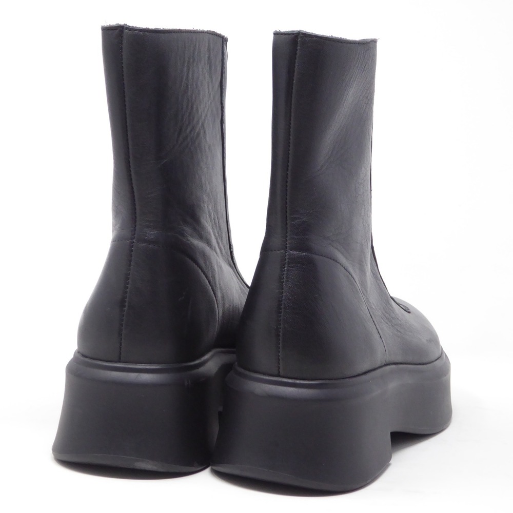 Steve Madden Women Booties Black Leather Front Zip Platform Jones 8 - Picture 5 of 10